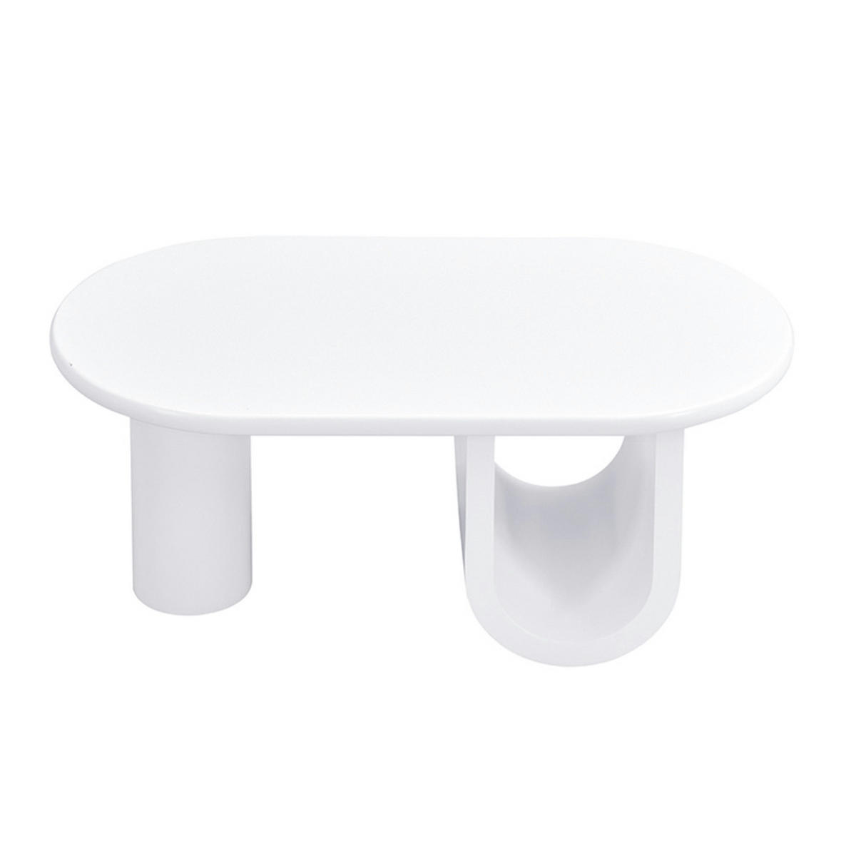 COUCHTISCH Moderner ovaler mit Stauraum und stabilen Beinen - Weiß, Holz (109.86/63.5/42cm) - FLIEKS