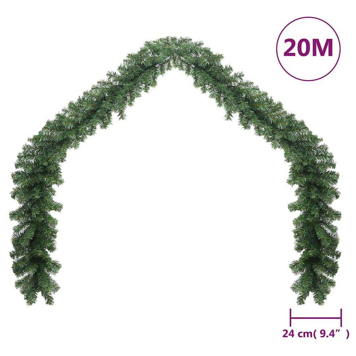 WEIHNACHTSGIRLANDE Pvc 20 M - Grün, Kunststoff (2000cm) - vidaXL