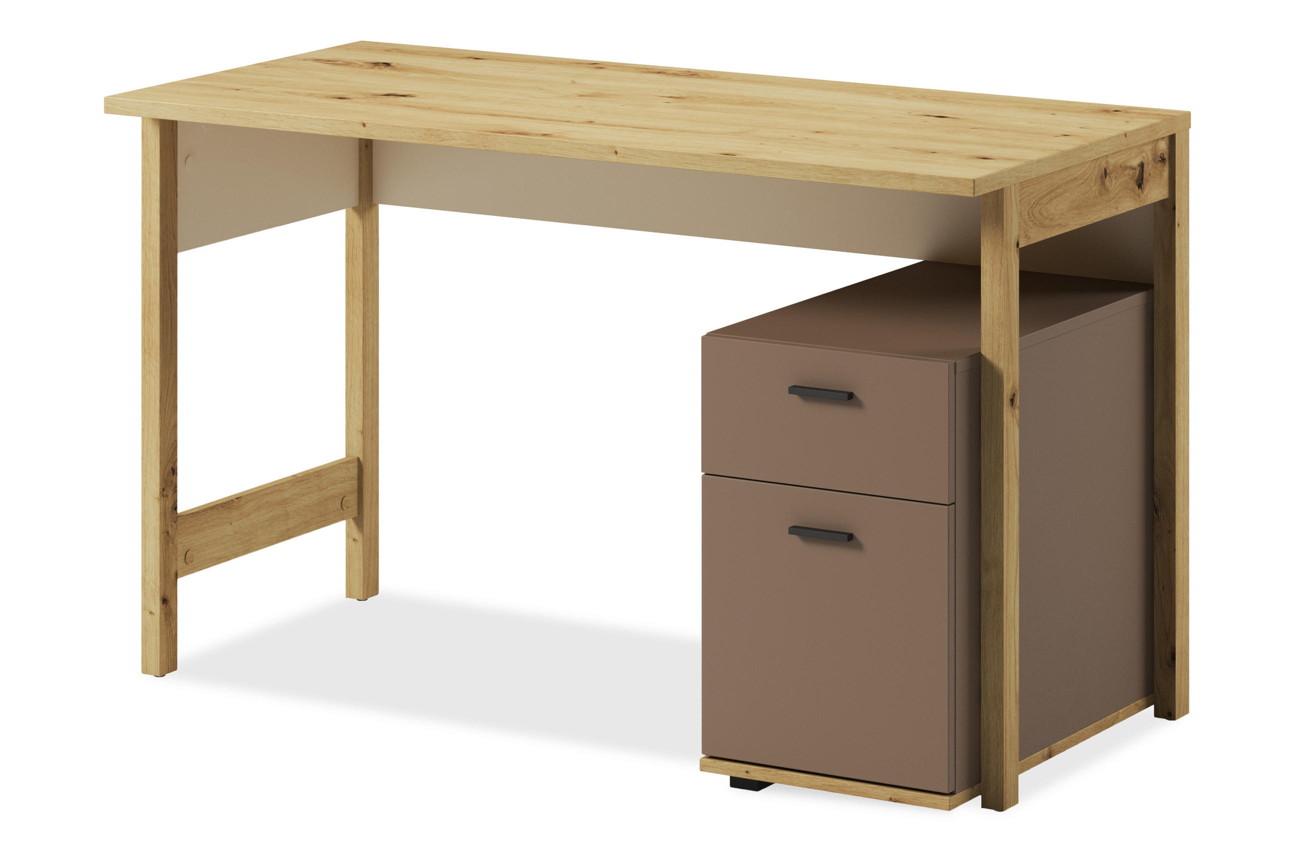 KINDERSCHREIBTISCH TRIDA mit Schubladen, creme/braun/artisan Eiche - Creme/Braun, Holz (125/76/60cm) - KONSIMO®