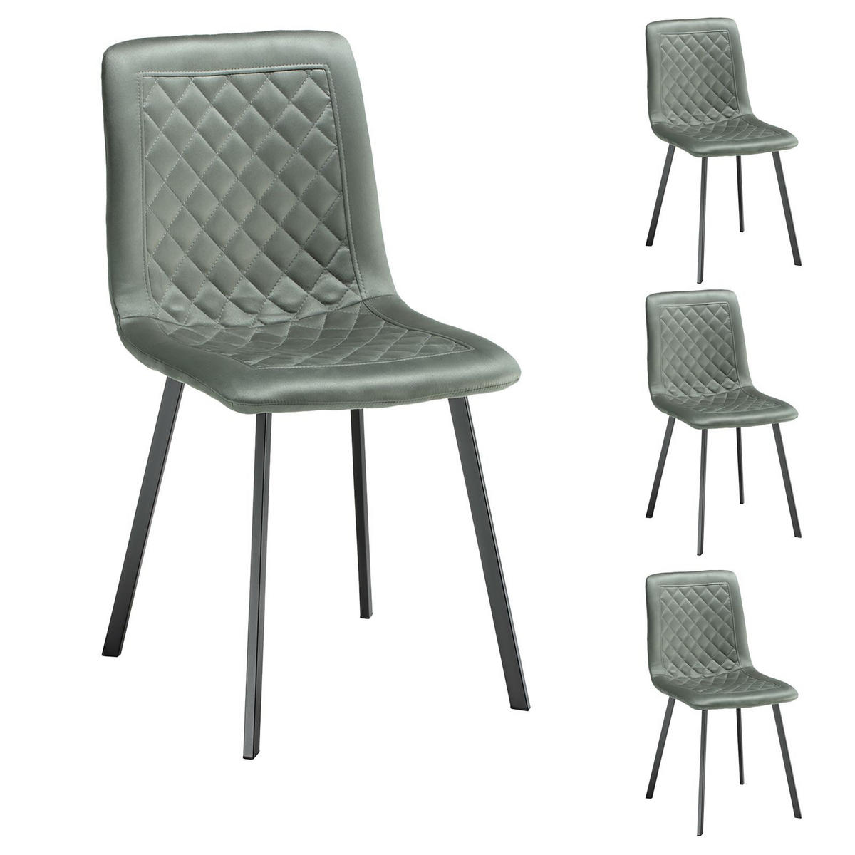 ESSZIMMERSTUHL TERNI 4ER-SET - Grün, Textil (44/88/54cm) - CARO-Möbel