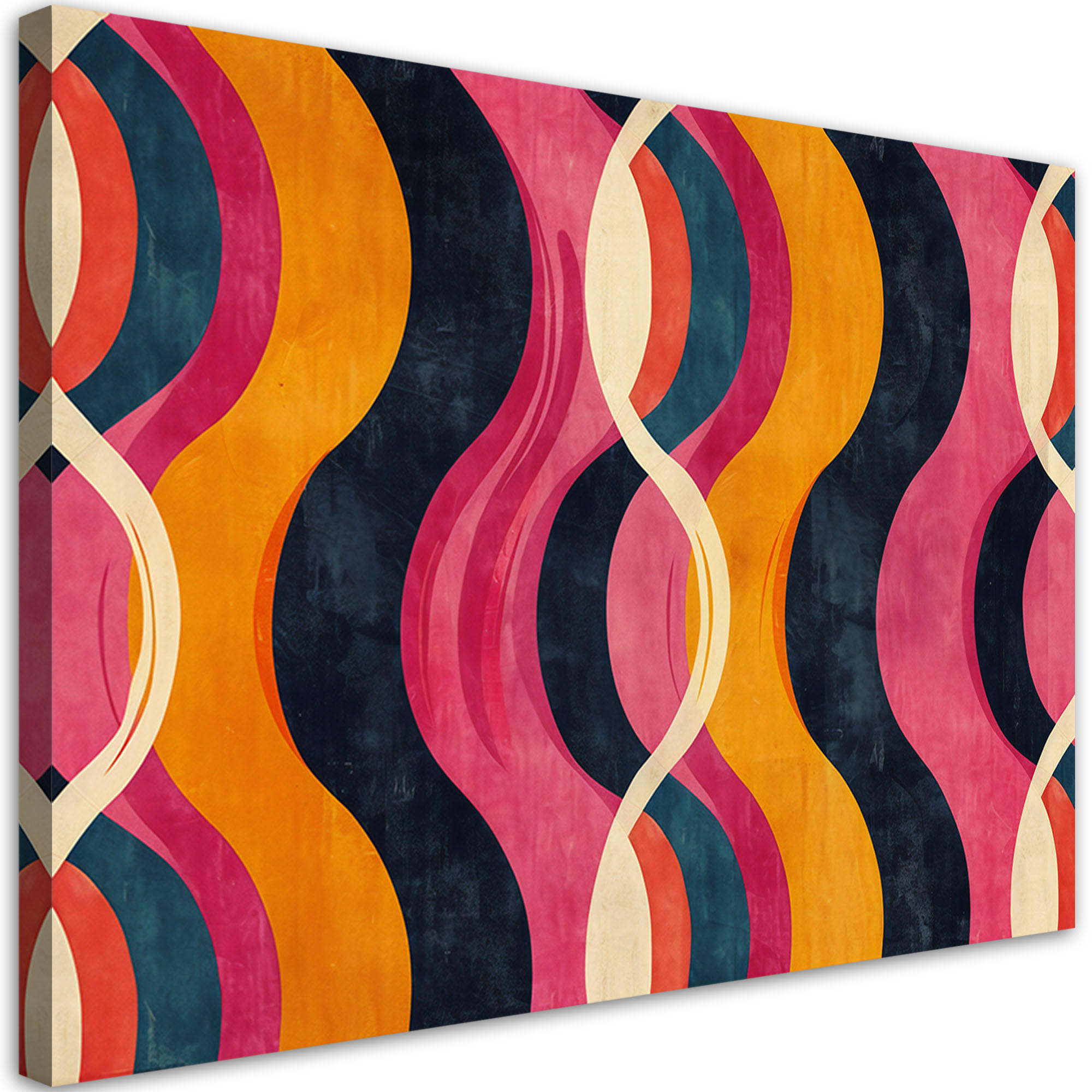 LEINWANDBILD Bunte Vintage Abstraktion 100x70cm - Rosa, Textil (100/70cm) - Feeby