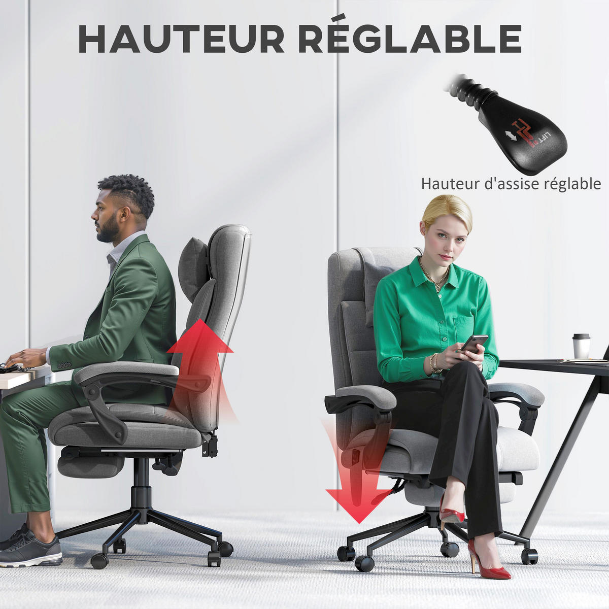 BÜROSTUHL Grau, Massagefunktion, Heizfunktion, 66/76/116-124 cm - Grau, Metall (76/124/66cm) - PANGIVO