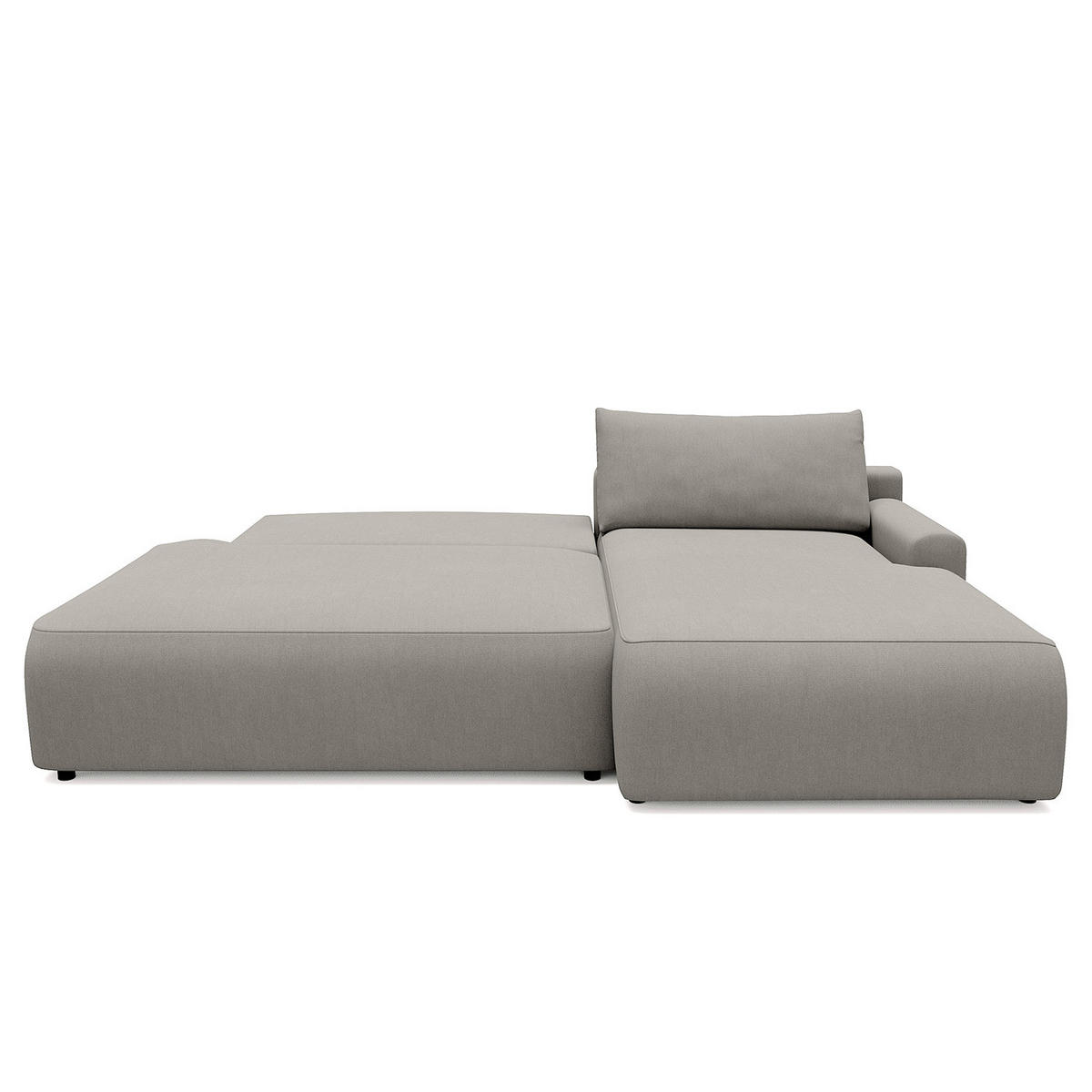 ECKSOFA mit Schlaffunktion - Longchair - Hellgrau/Schwarz, Kunststoff/Textil (253/167cm) - home24