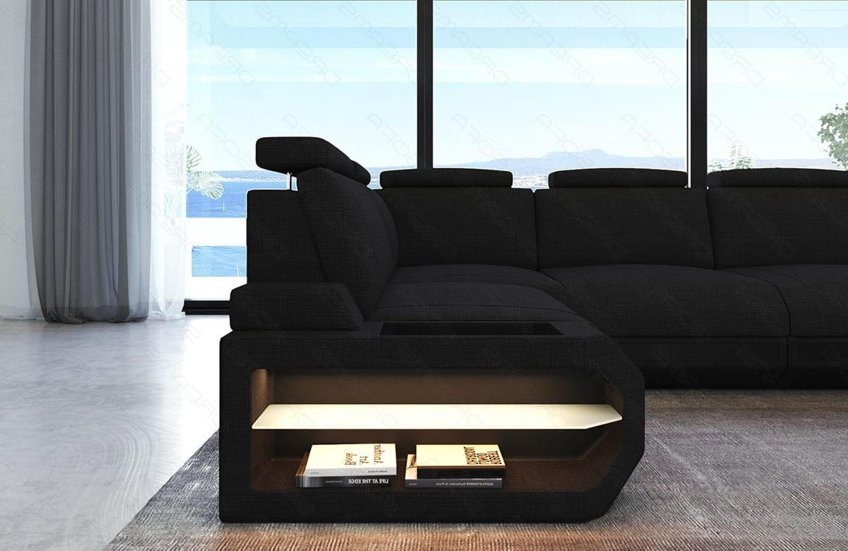 ECKSOFA Siena Schwarz Strukturstoff - Schwarz, Kunststoff (347/197cm)