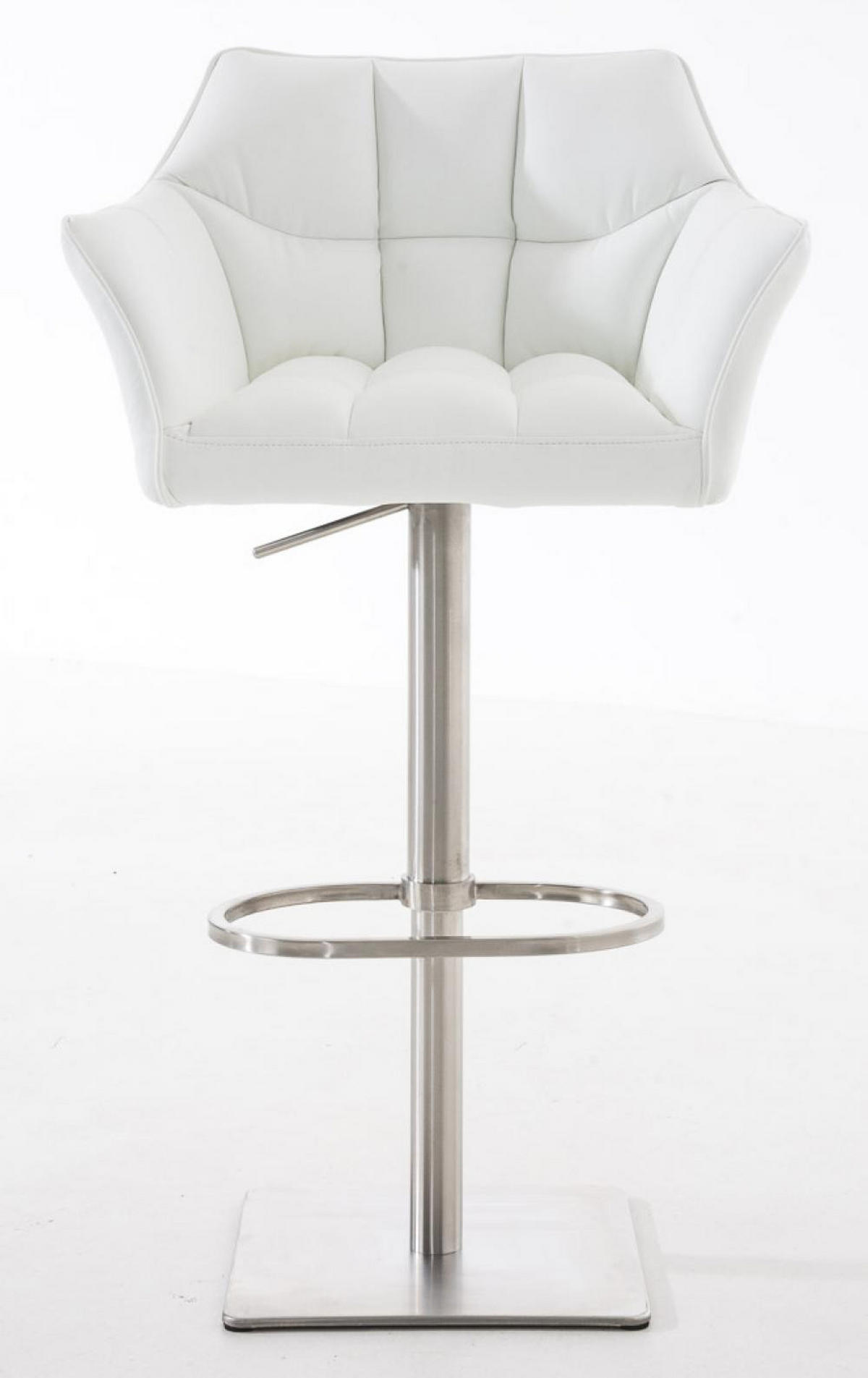 BARHOCKER 2er Set Lederlook Weiß - Edelstahlfarben/Weiß, Textil/Metall (64/88/45cm) - CLP