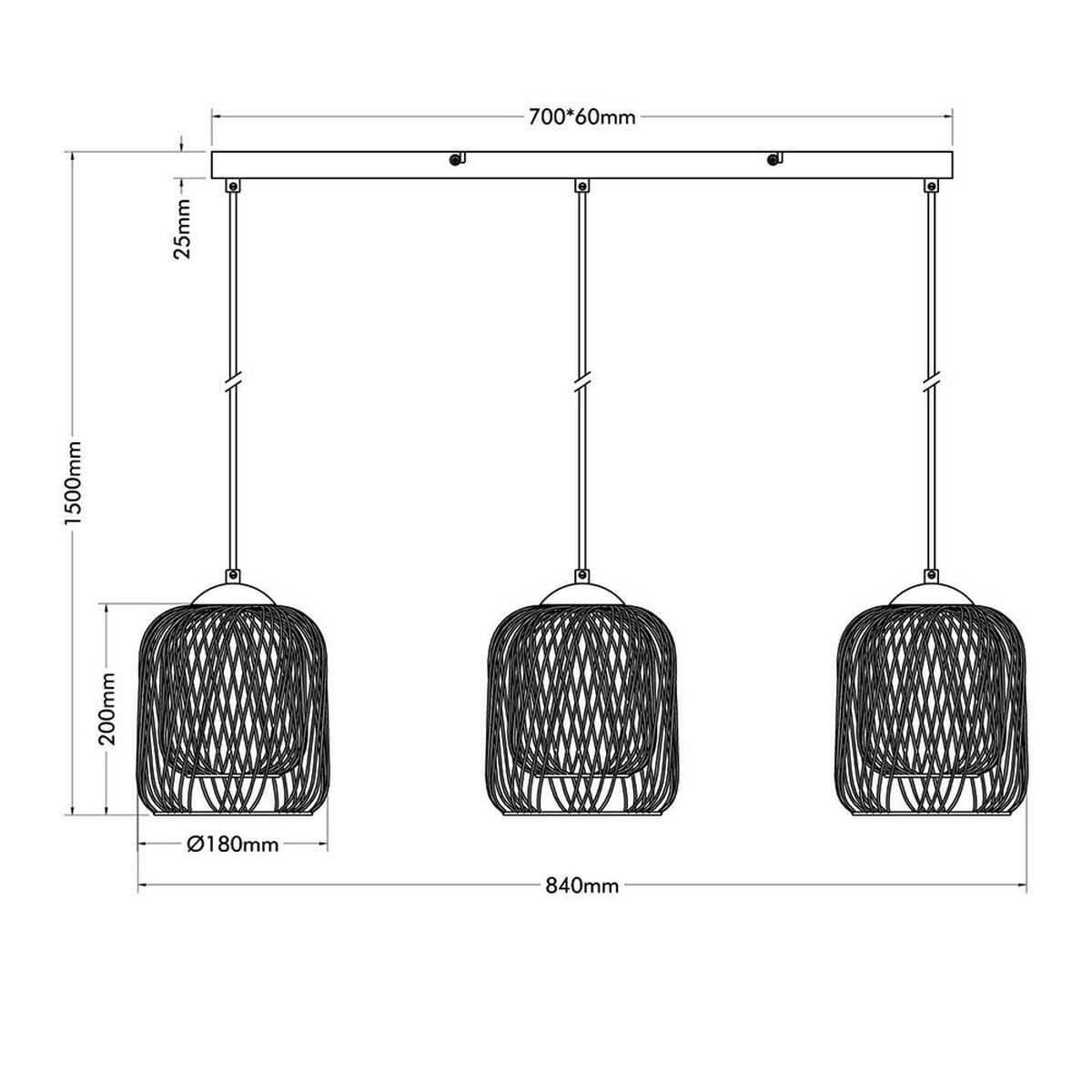 LED HÄNGELEUCHTE Schwarz Gold Metall - Schwarz, Glas (84/18/150cm) - Globo Lighting