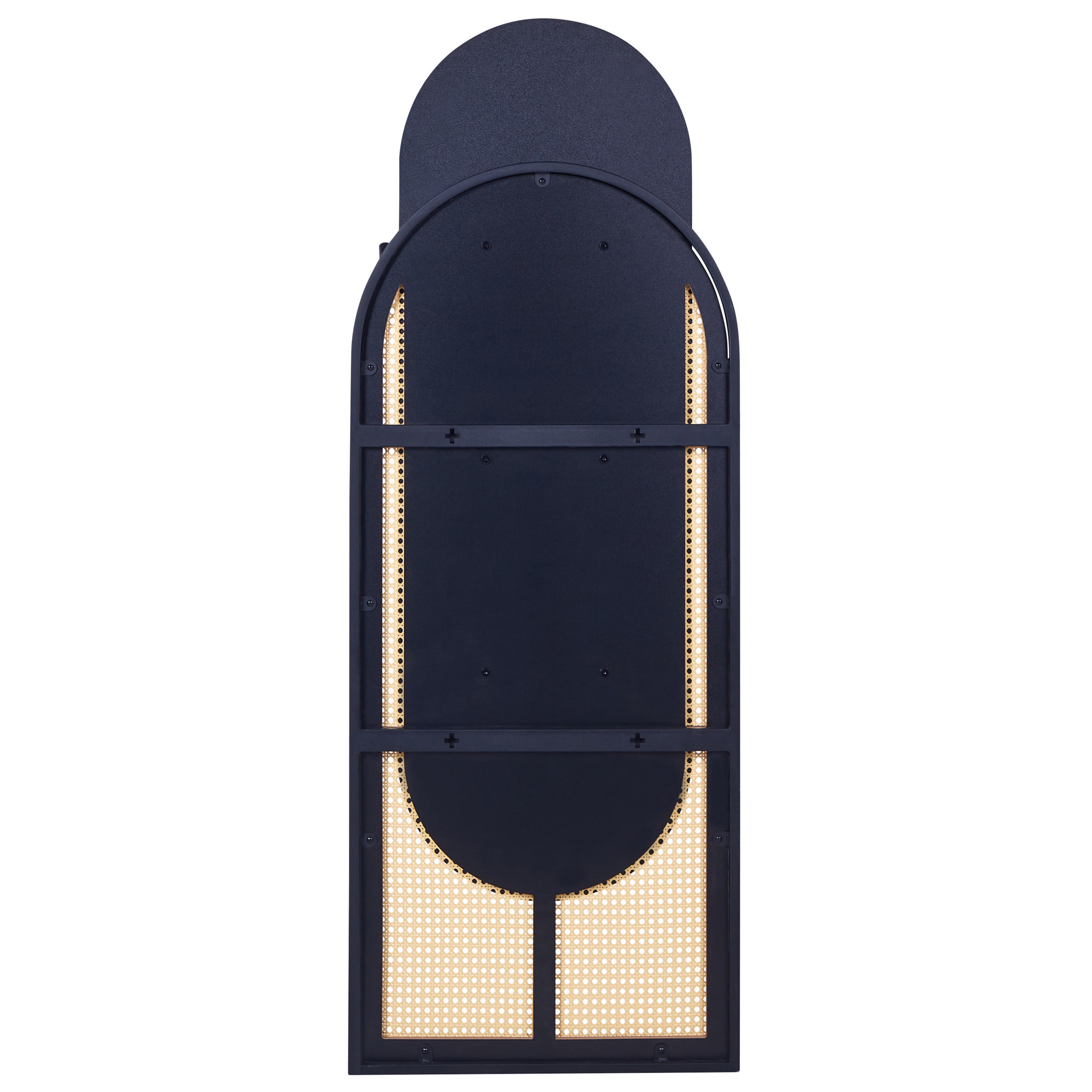 WANDSPIEGEL Rattan naturfarben/schwarz oval 53/143 cm Nevers - Schwarz/Naturfarben, Kunststoff (53/143/5cm) - Beliani