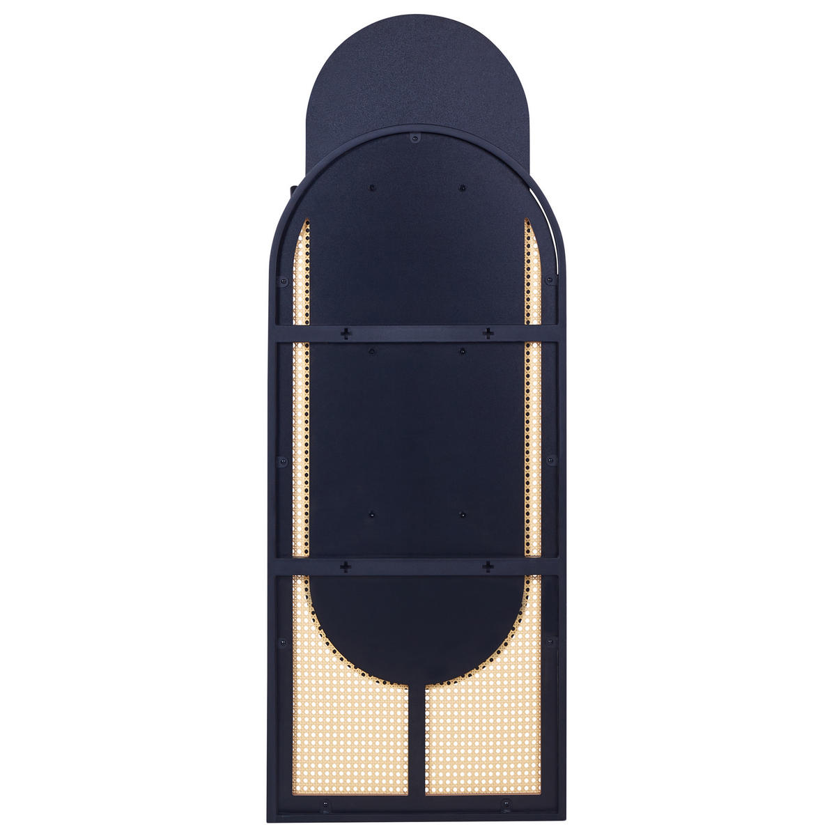 WANDSPIEGEL Rattan naturfarben/schwarz oval 53/143 cm Nevers - Schwarz/Naturfarben, Kunststoff (53/143/5cm) - Beliani