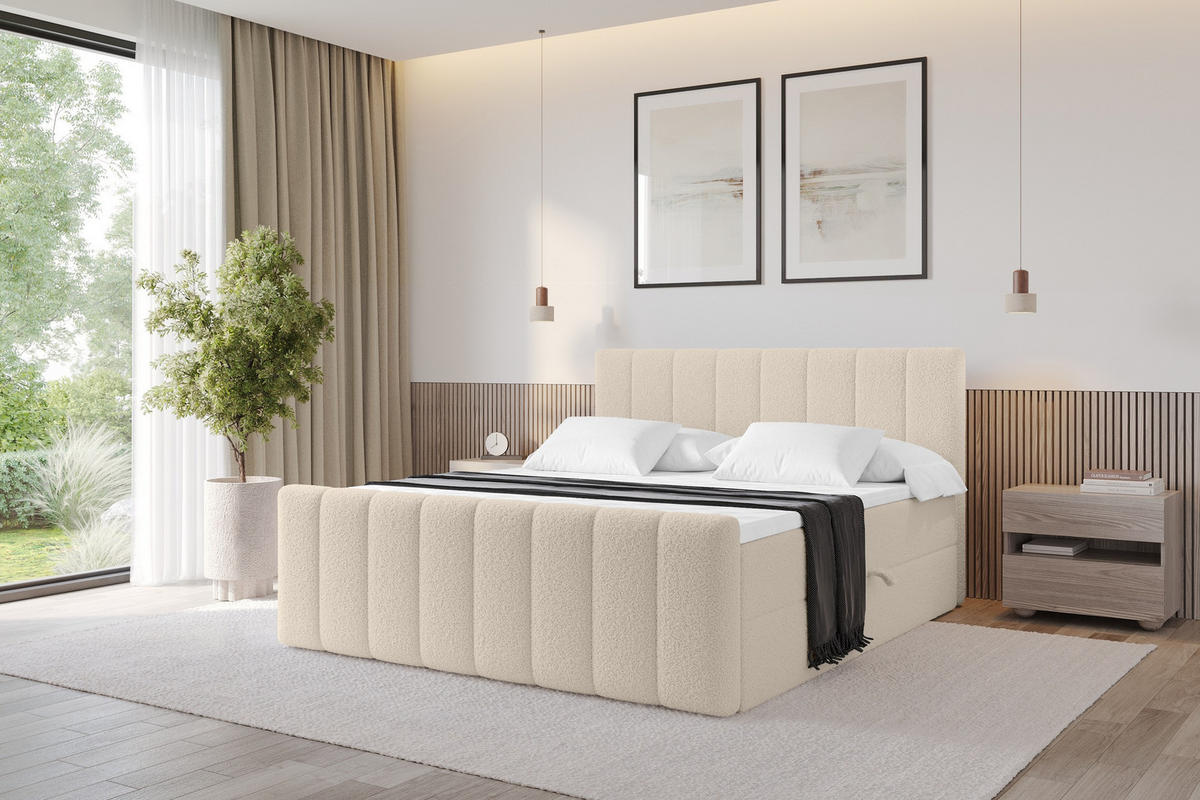 KONTINENTÁLNÍ POSTEL s matrací H3 - OTTA-Z - 120x200 cm Tmavě béžová - kapučínová, kompozitní dřevo (120/200cm) - ALTDECOR
