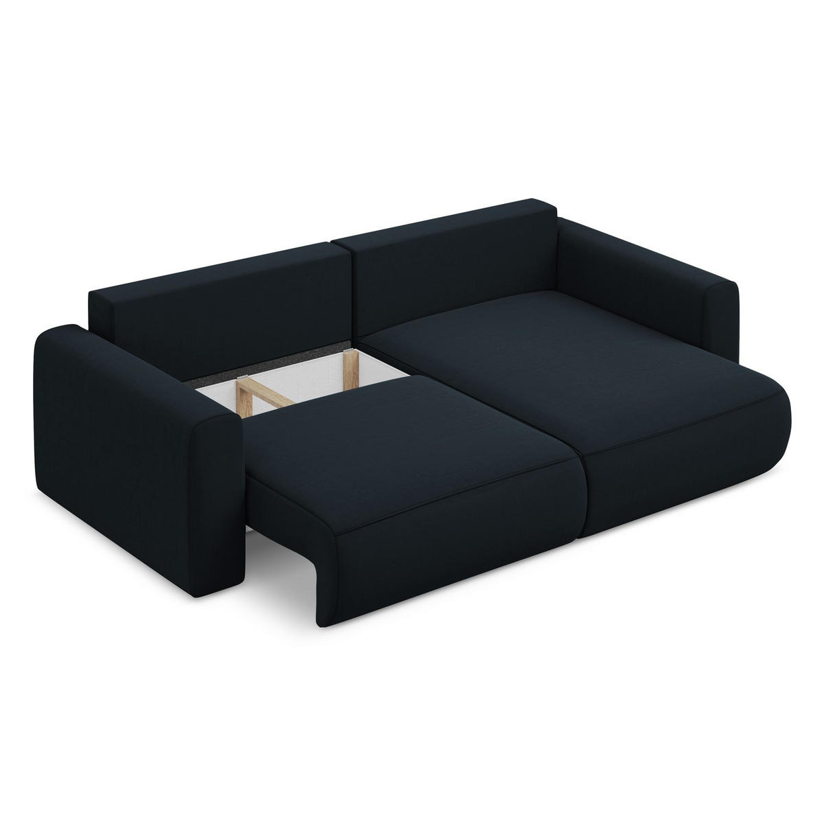 ECKSOFA mit Schlaffunktion Samt Stoff Blau - Blau/Schwarz, Kunststoff/Textil (240/149cm) - LaMiaSofa