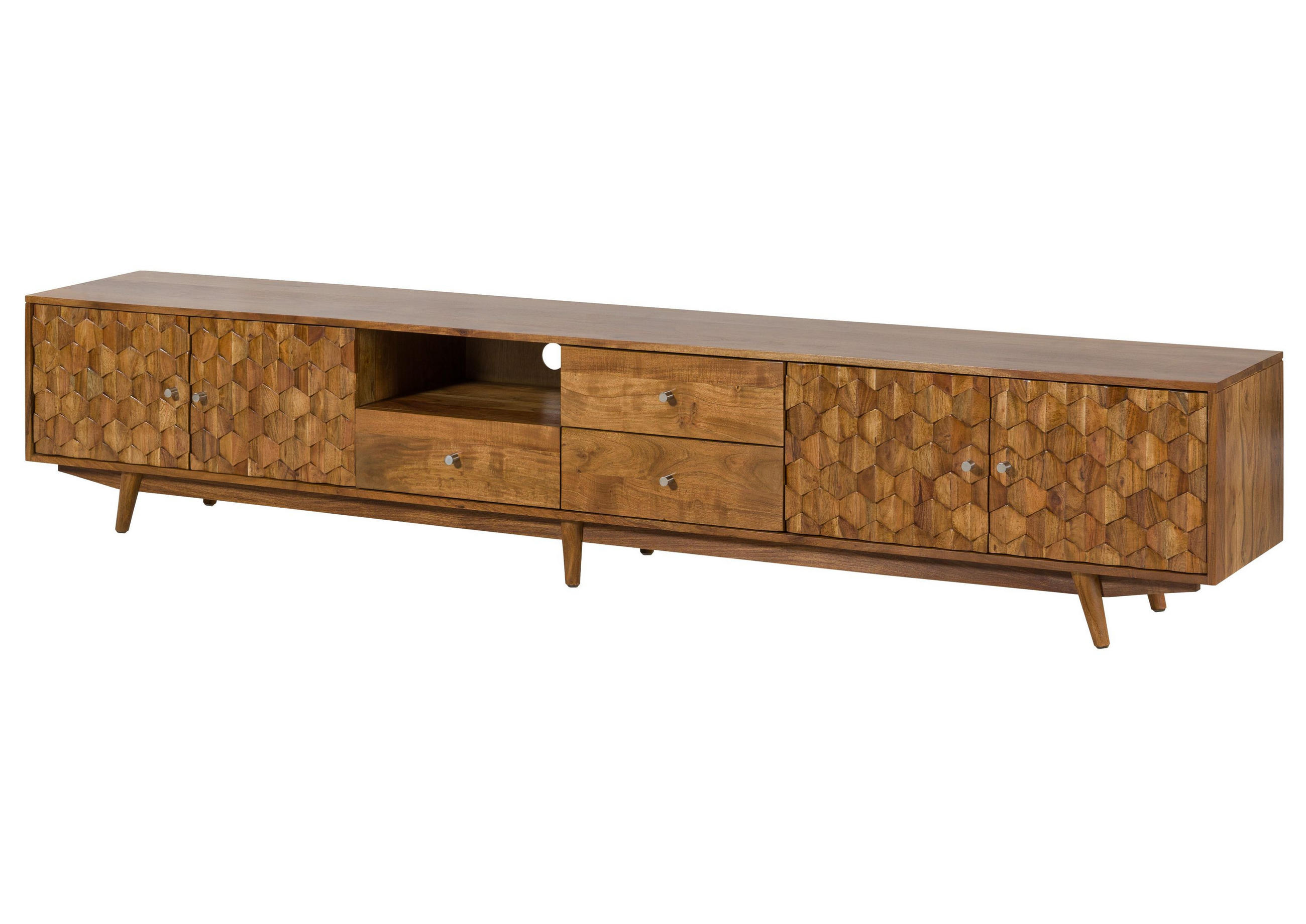 TV-BOARD Akazie 260x40x49 natur lackiert MOSAYK #118 - Braun, Holzwerkstoff (260/49/40cm) - Massivmoebel24