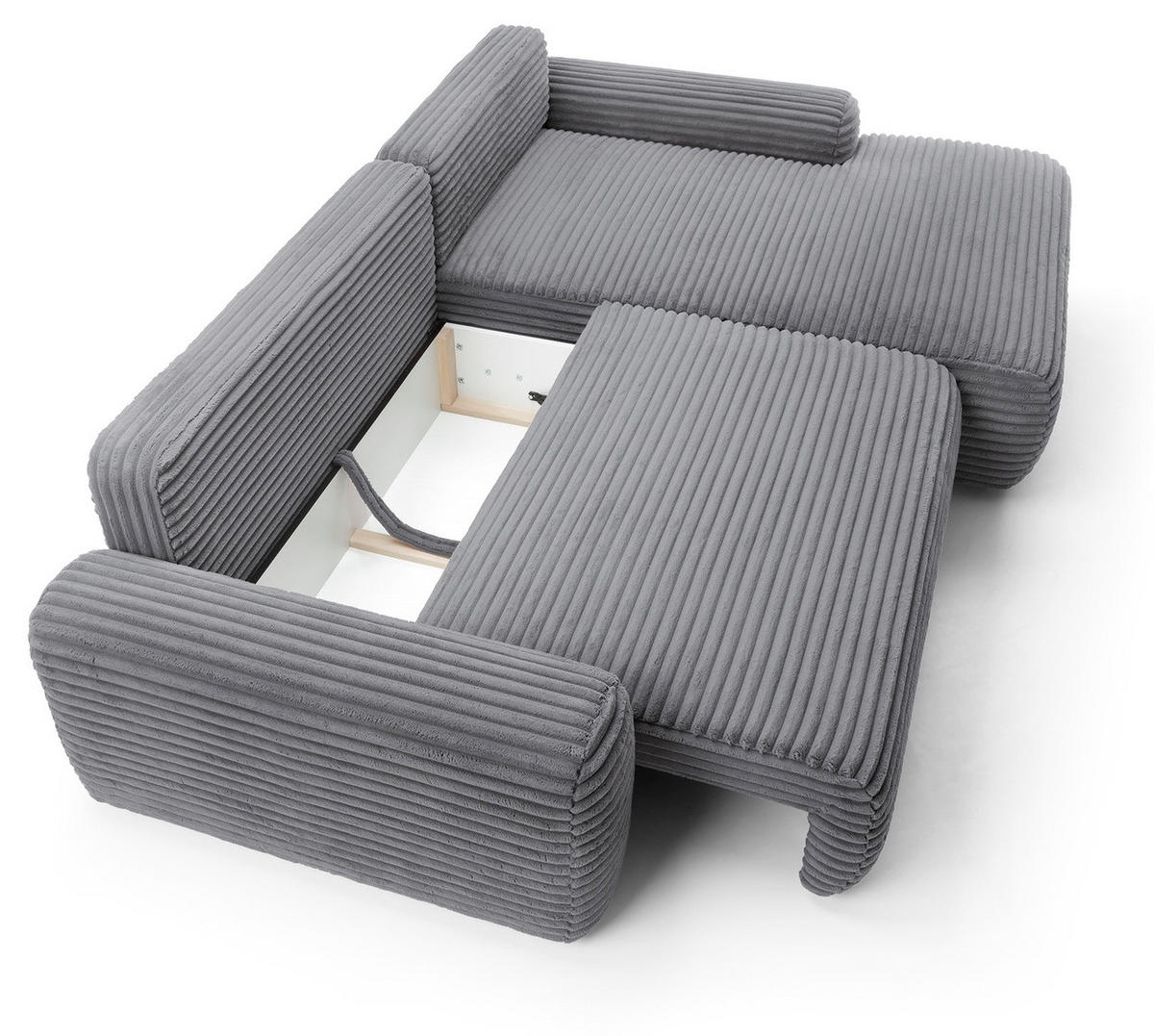 ECKSOFA 260 cm Cantara mit Cordstoff, Bettkasten, Rechts, Dunkelgrau - Dunkelgrau, Holz (162/264cm) - Emporius