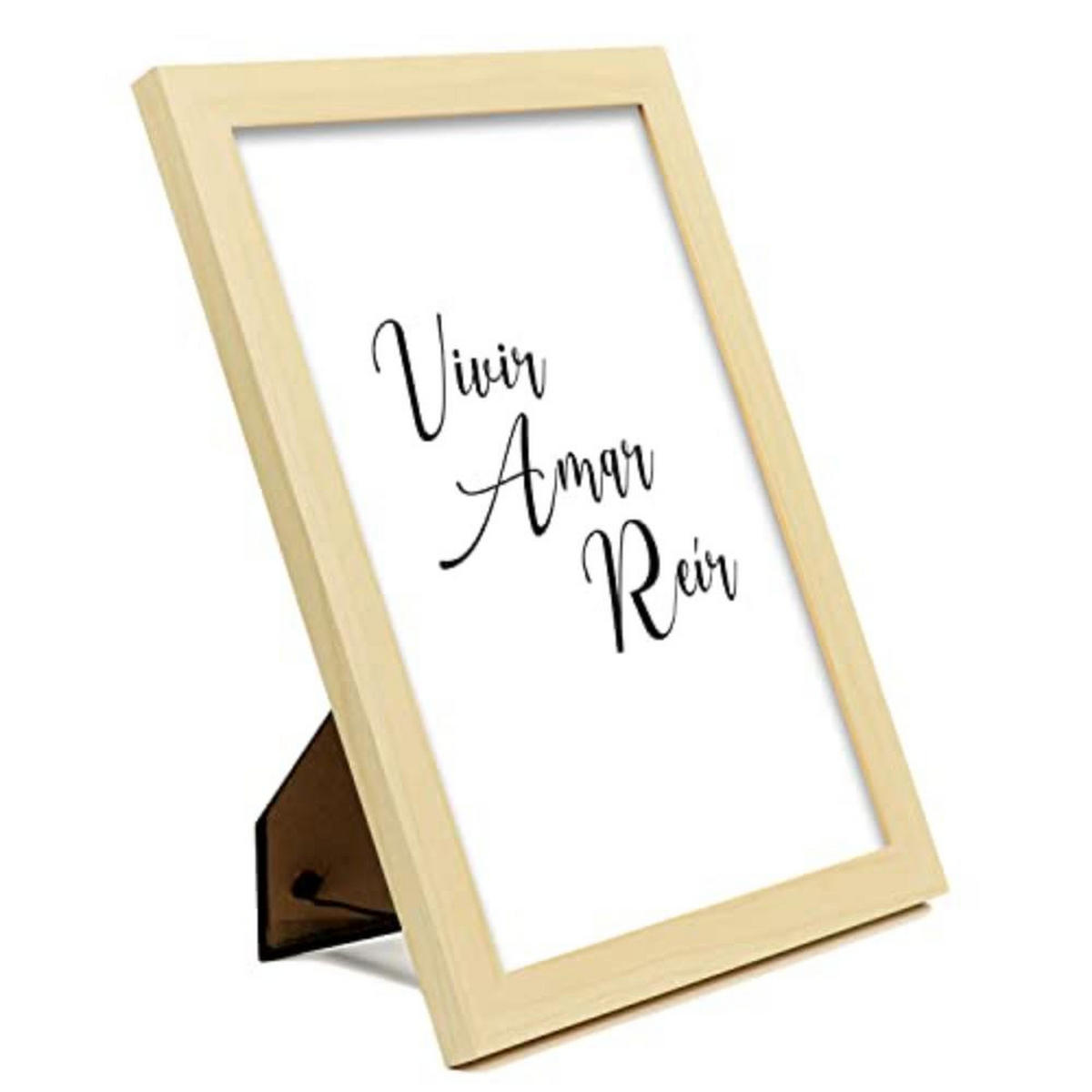 POSTER Set mit 4 Leben TypografieStil A4 Rahmen aus hellem Holz - Beige, Papier (29.7/3cm) - Nacnic