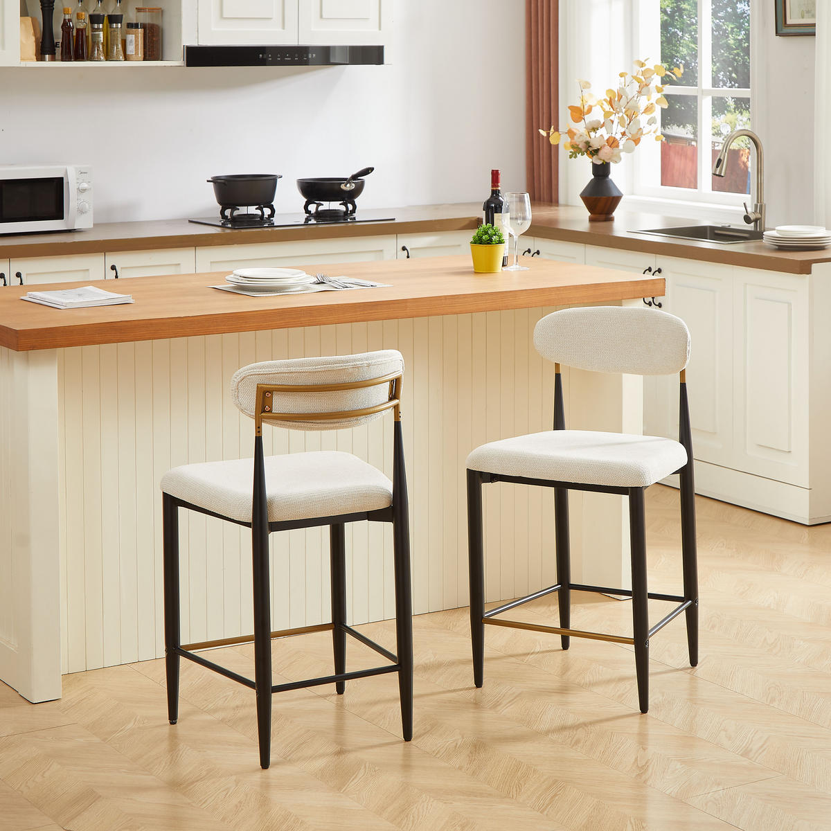 BARHOCKER DE-36387 2er-Set mit ergonomischer Rückenlehne Schwarz - Schwarz, Metall (50/94/51cm) - ComfortXL