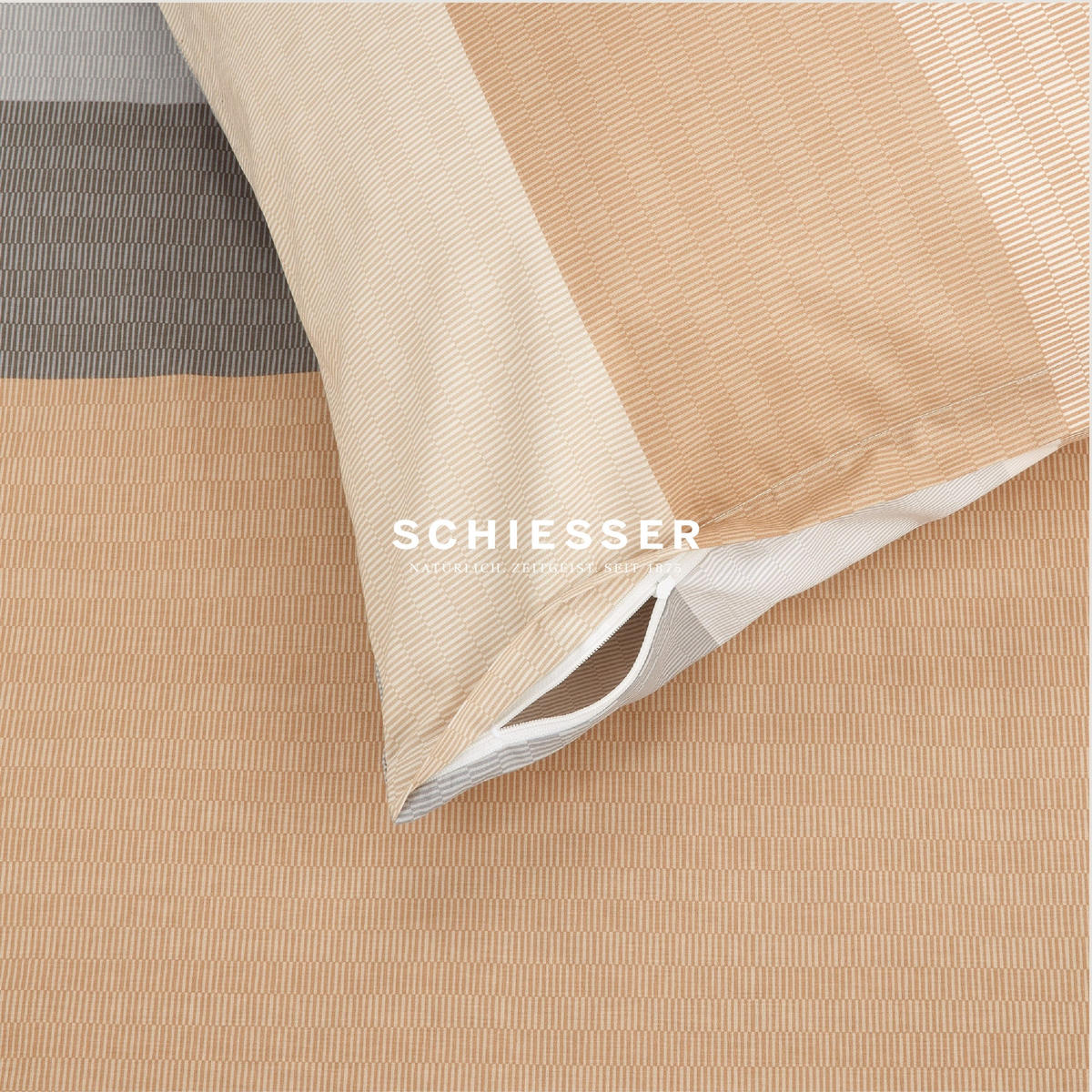 BETTWÄSCHESET Endy Stripes - Renforcé - 2-teilig - 135 x 200 cm - Sand - Sandfarben, Textil (135/200cm) - SCHIESSER