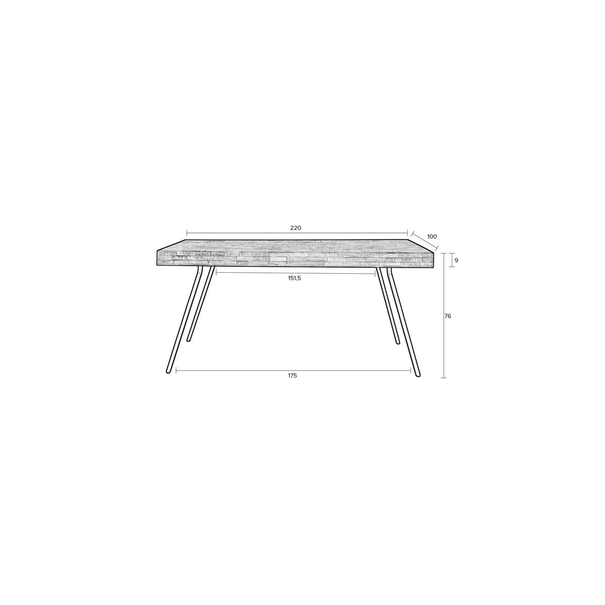 ESSTISCH Suri 220x100 Naturbelassen - Braun, Holz (220/100/76cm) - Housecraft Living