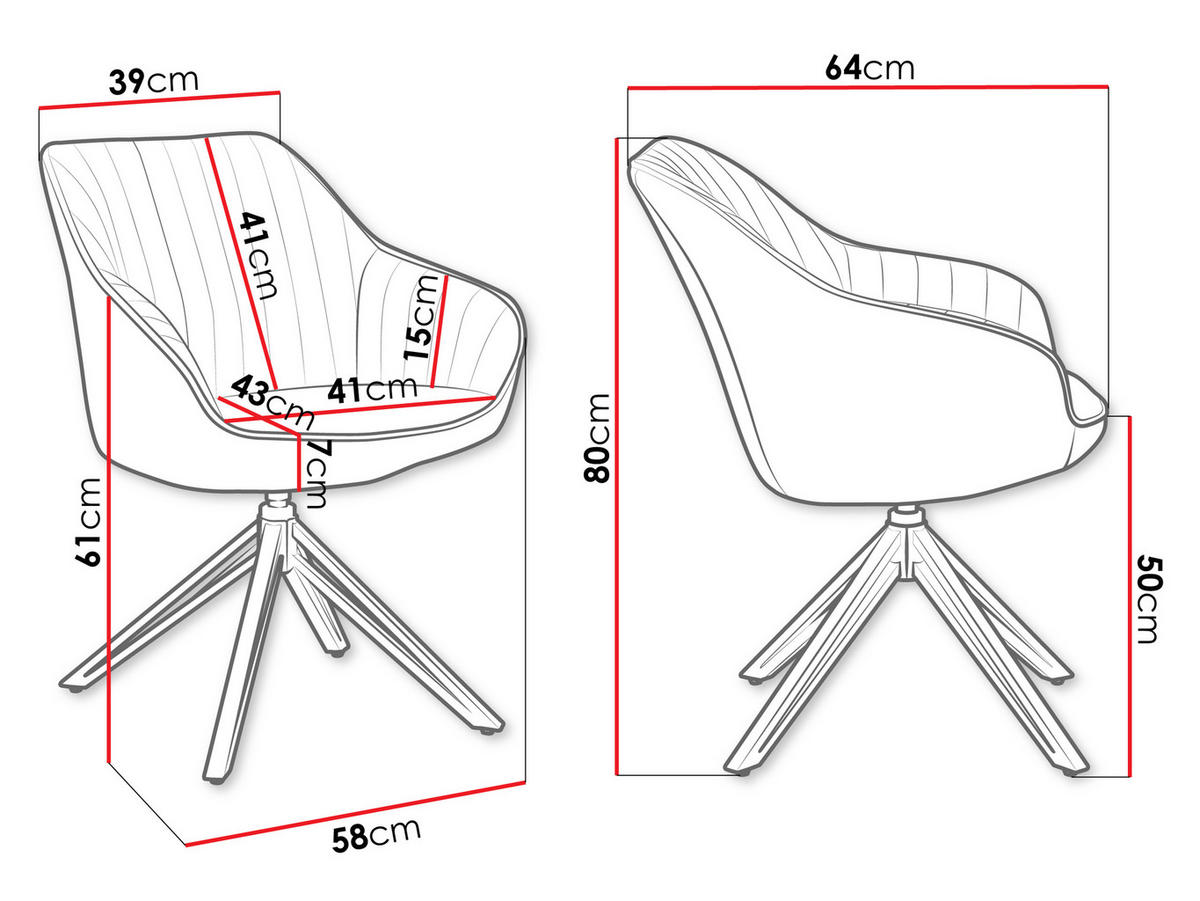 DREHSESSEL Cerezi 2768/GL - Goldfarben/Grau, Textil/Metall (58/80/64cm) - MIRJAN24