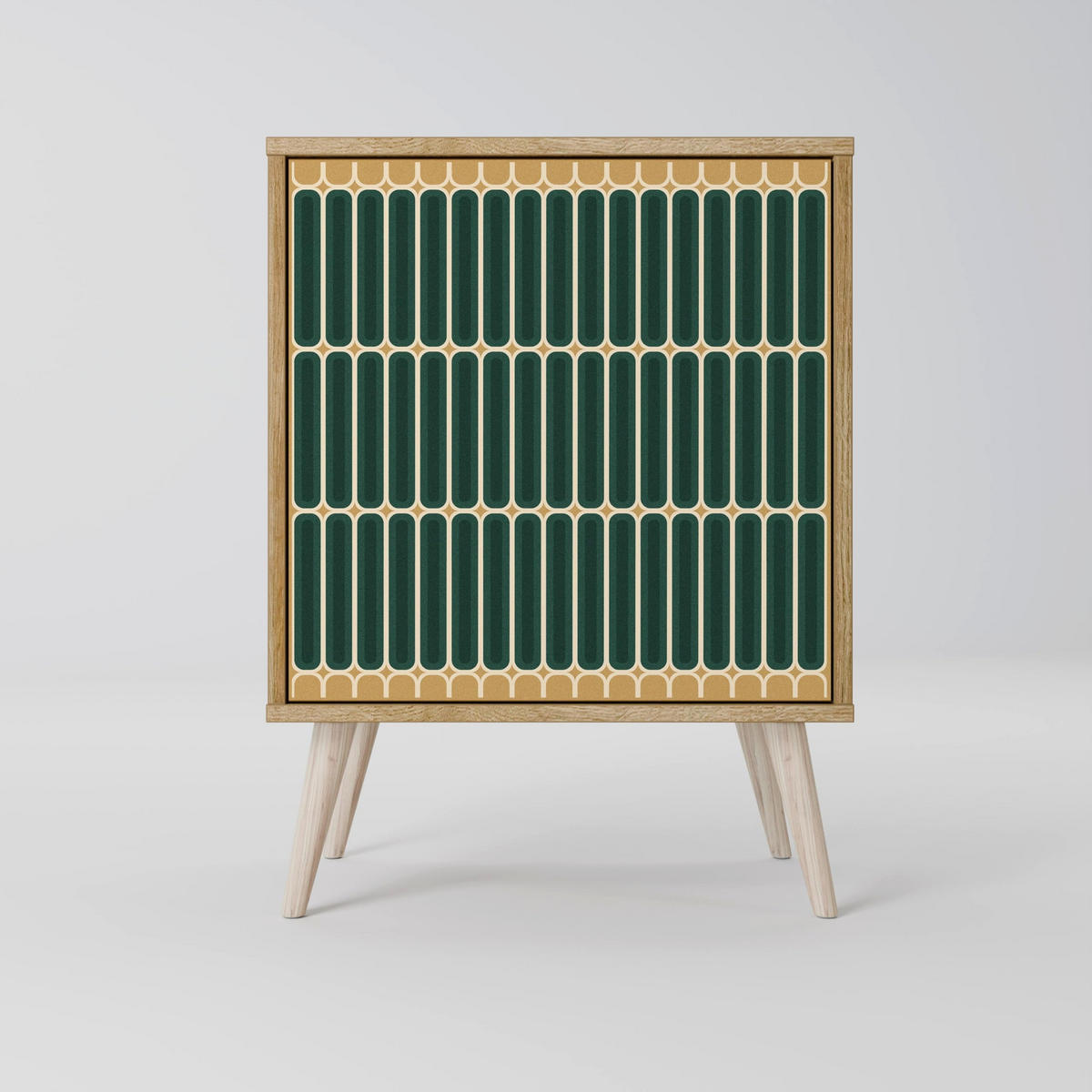 SIDEBOARD ILUSION GATE, Grau, 57,5x42x72,5 cm, Schwarze Metallfüße - Multicolor/Schwarz, Holzwerkstoff/Metall (57.5/72.5/42cm) - SpaceRebels