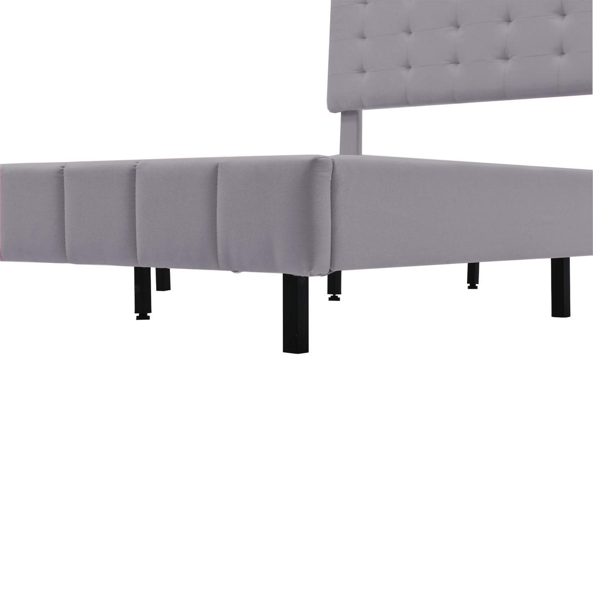 POLSTERBETT 140x200 LED Kopfteil Leinen Stoff Grau - Grau, Holzwerkstoff - FLIEKS