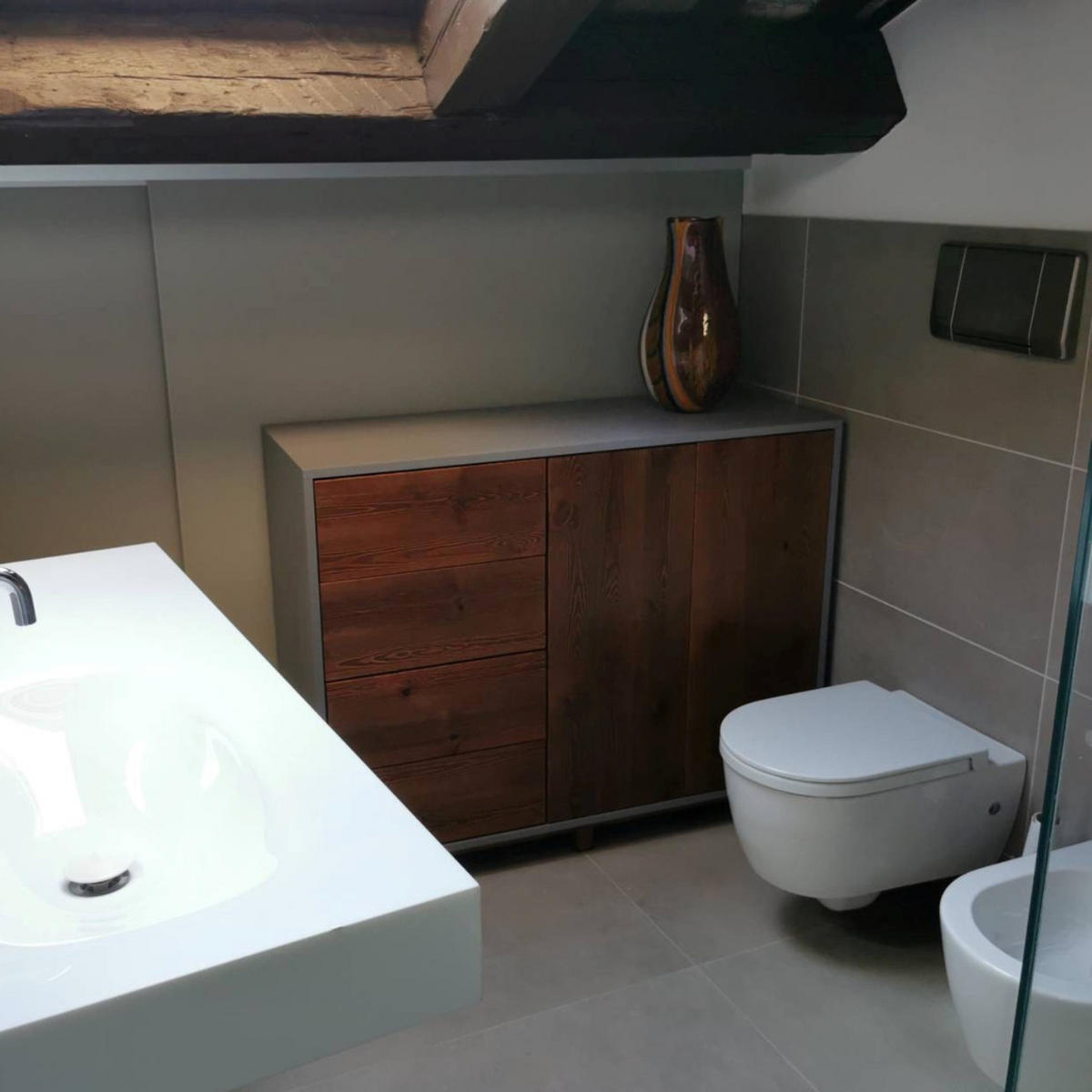 HOLZKOMMODE mit Fronten aus altem Massivholz BERGEN - Eichefarben, Holz (120/95/45cm) - Rawood Furniture