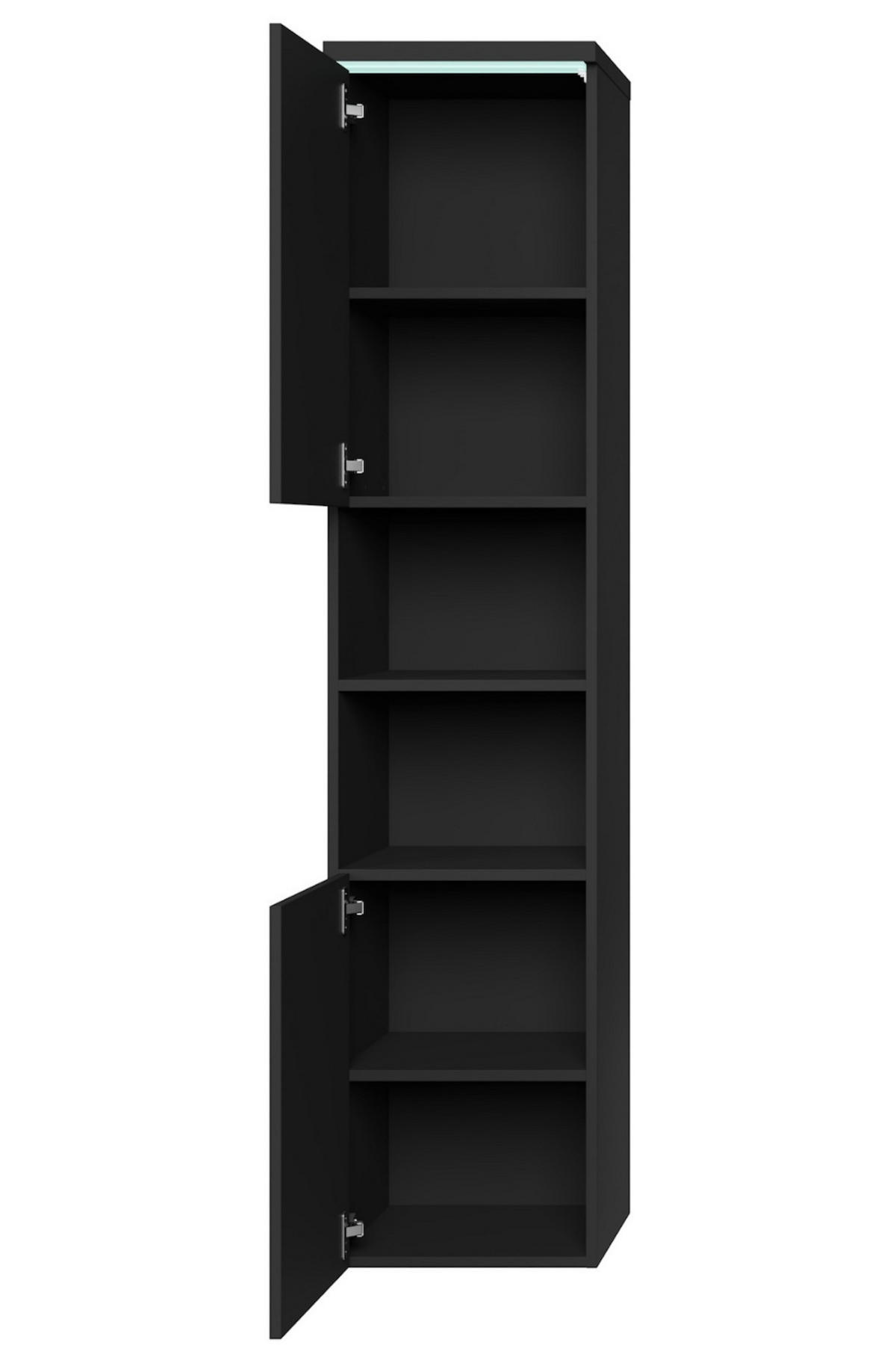 BADEZIMMERSCHRANK Paso mit 2 Türen Schwarz Hochglanz - 35 x 35 x 160 cm - Schwarz, Holz (35/160/35cm) - Badplaats