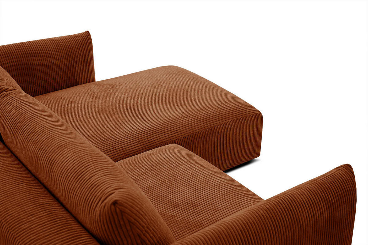 ECKSOFA TAUER 3-Sitzer, orange - Schwarz/Orange, Holzwerkstoff/Kunststoff (206/173cm) - Courtois Laville