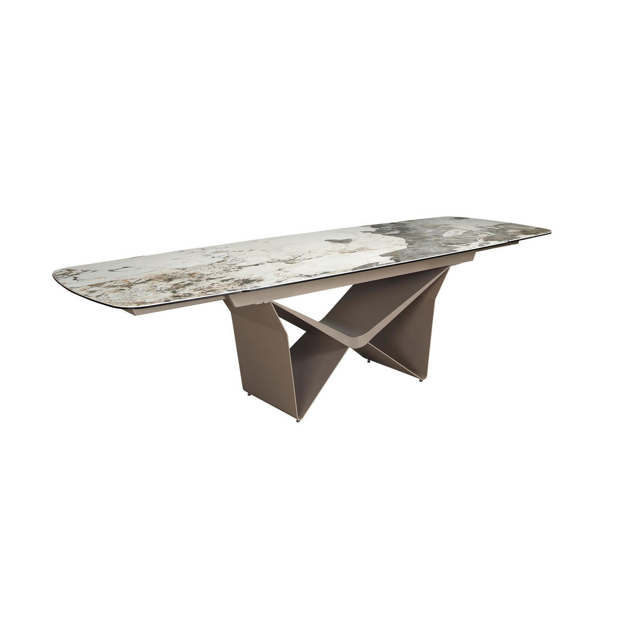 ESSTISCH oval Weiß Taupe 200/100/76 cm - Weiß, Stein/Metall (100/200/76cm) - ANGEL CERDA