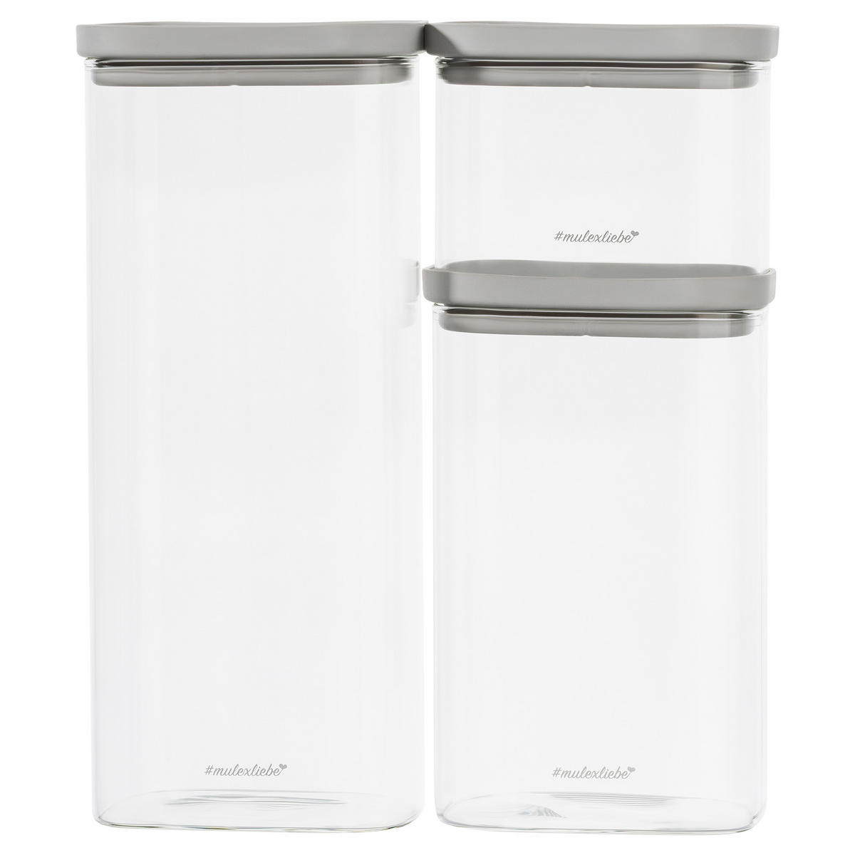 VORRATSGLÄSER LIDKÖPING 3-er Set grau - Grau, Glas (15/34/15cm) - Mulex