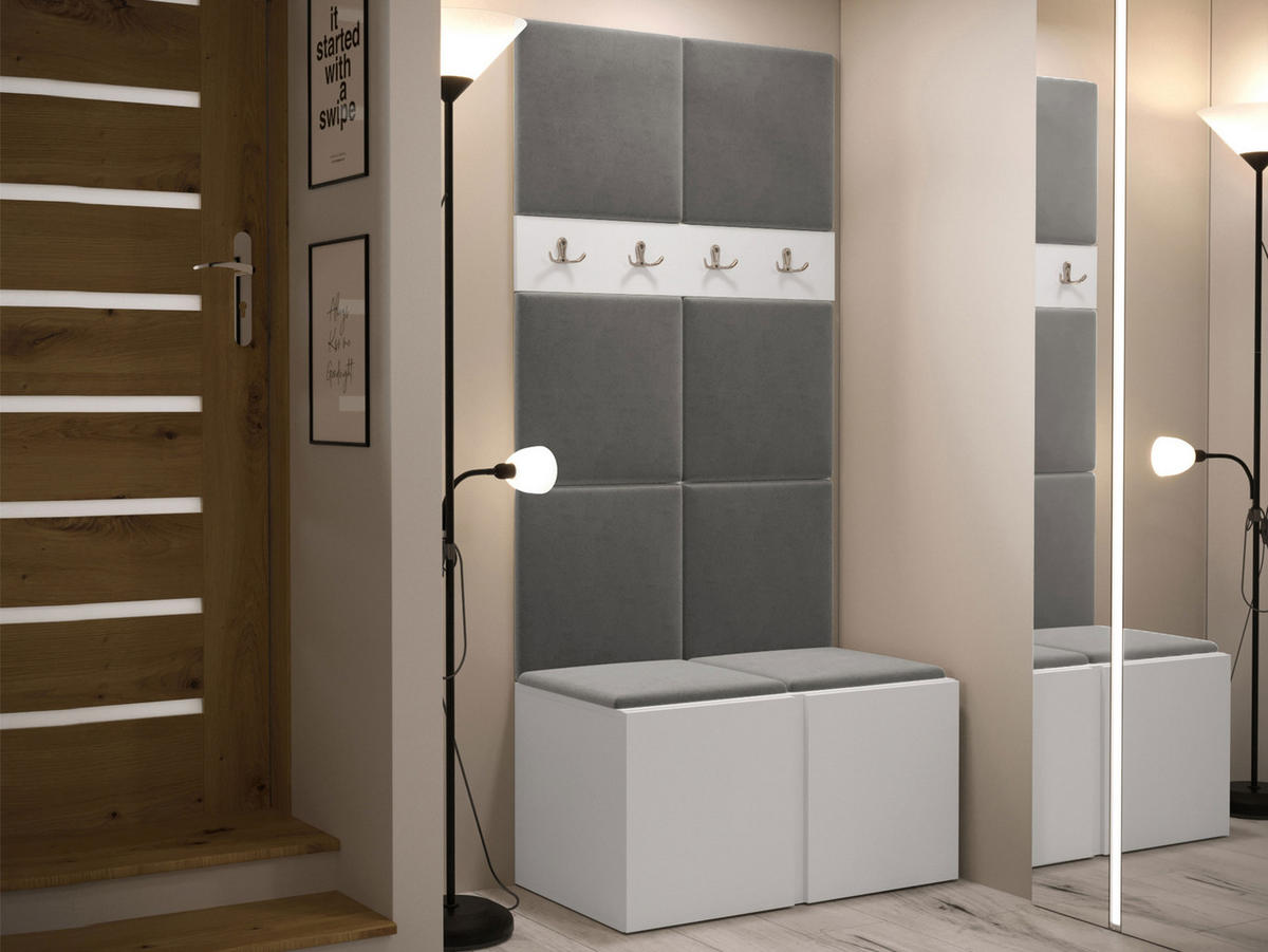 GARDEROBEN-SET Orion IV - Weiß/Grau, Holzwerkstoff/Kunststoff (84/186/46cm) - MIRJAN24