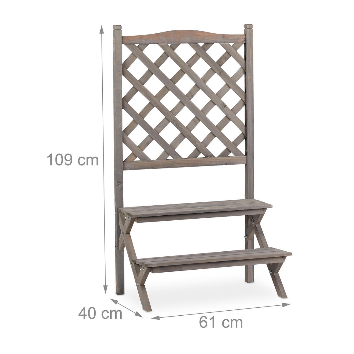 BLUMENTREPPE - Grau, Holz (61/109/40cm) - Relaxdays