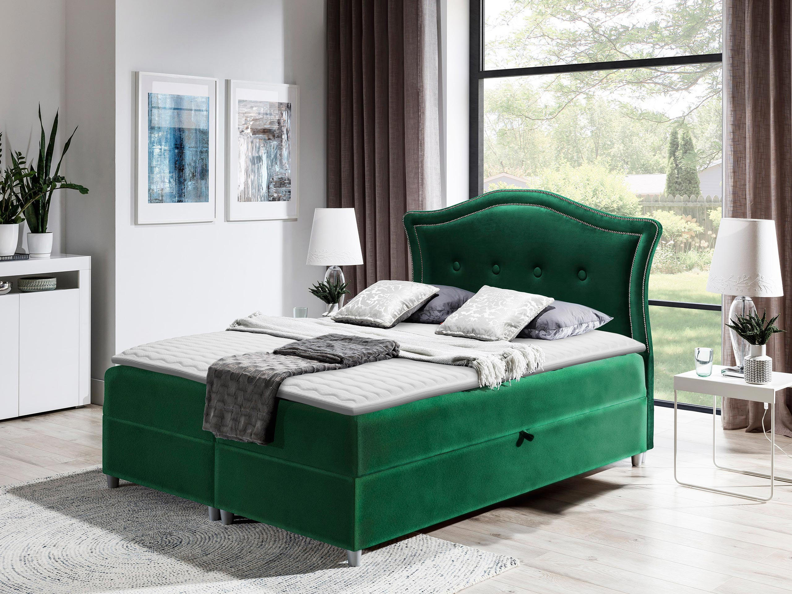 BOXBETT Bedran Lux - Smaragdgrün, Holz (120/200cm) - MIRJAN24