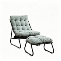 GARTEN Schaukelstuhl Grün mit Dickem Kissen und Hocker, Metallrahmen für Garten Balkon Wohnzimmer - Grün, Metall (65/86/78cm) - PARAFTA HOME