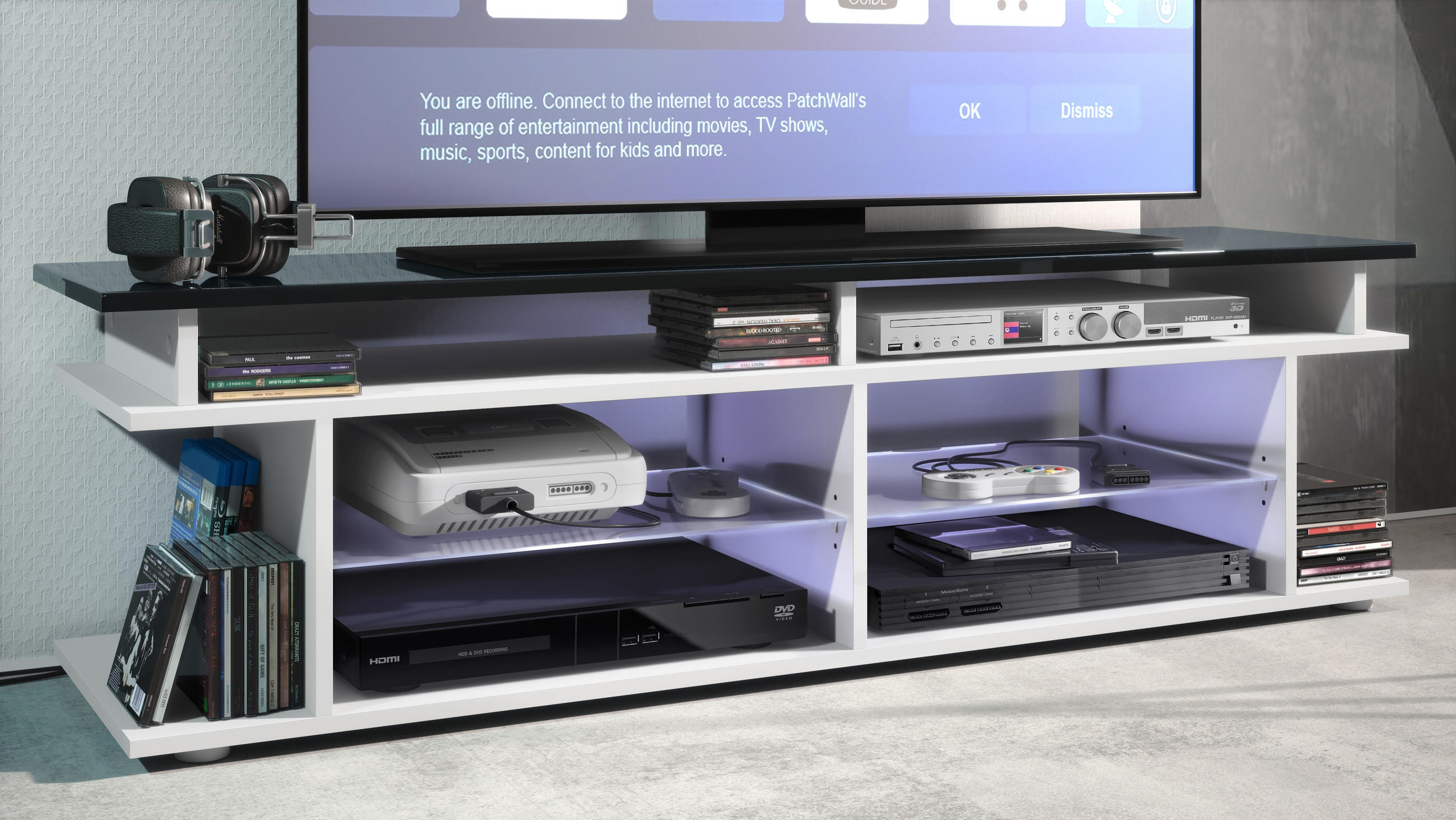 LOWBOARD Movie Platte des TV-Aufsatzes in Schwarz Hochglanz - Schwarz Hochglanz, Holzwerkstoff (138.5/39/37.5cm) - Vladon