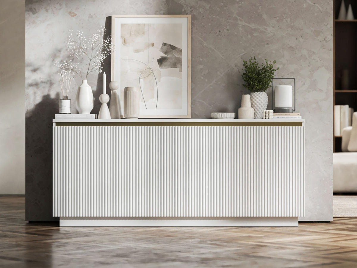 KOMMODE Selene 3D Weiß Matt Glamour 167 cm - Weiß, Holzwerkstoff (166.8/71.4/35cm) - Meble Lindner