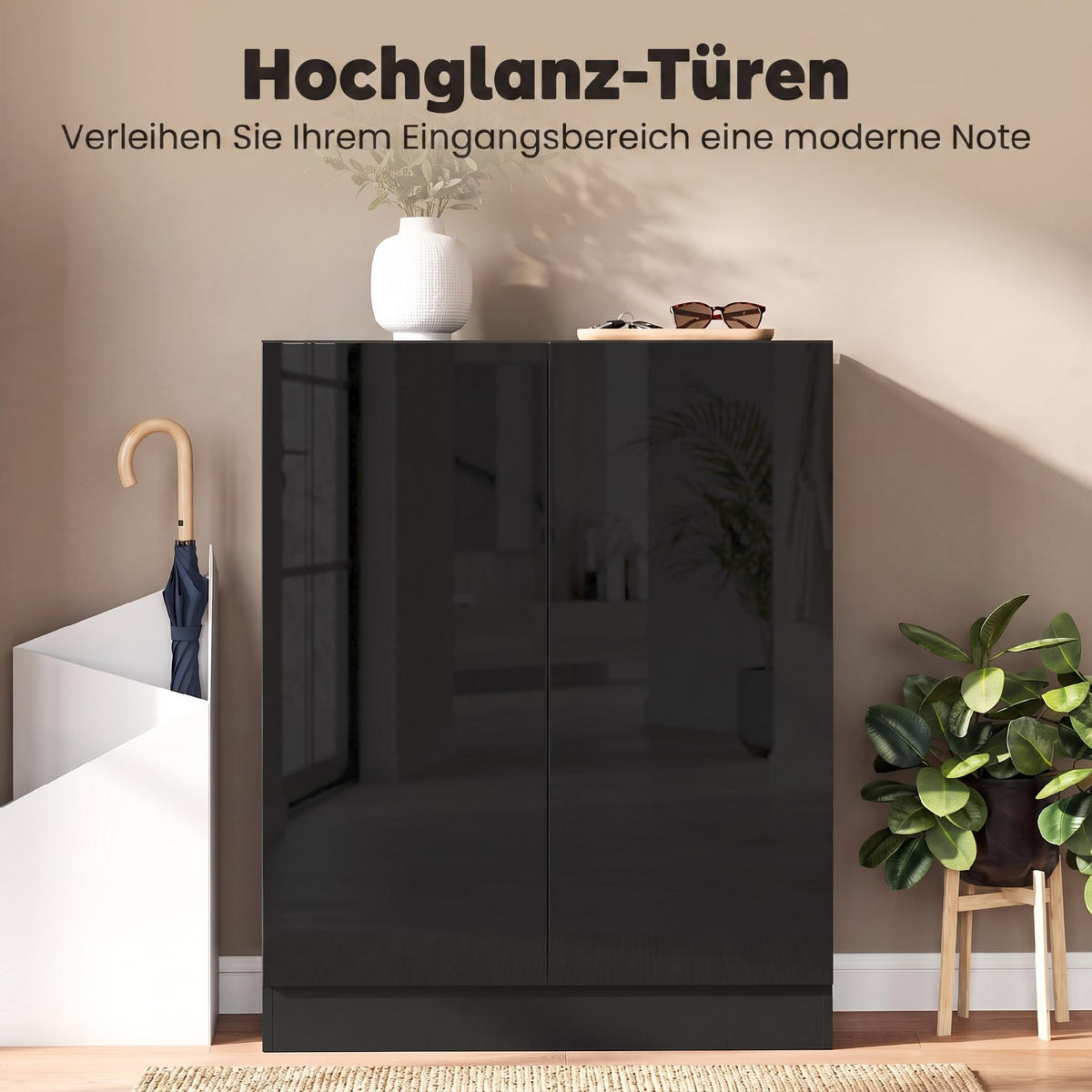 SCHUHSCHRANK Spanplatte MDF Schwarz - Schwarz, Holzwerkstoff (34/103/72cm) - HOMCOM
