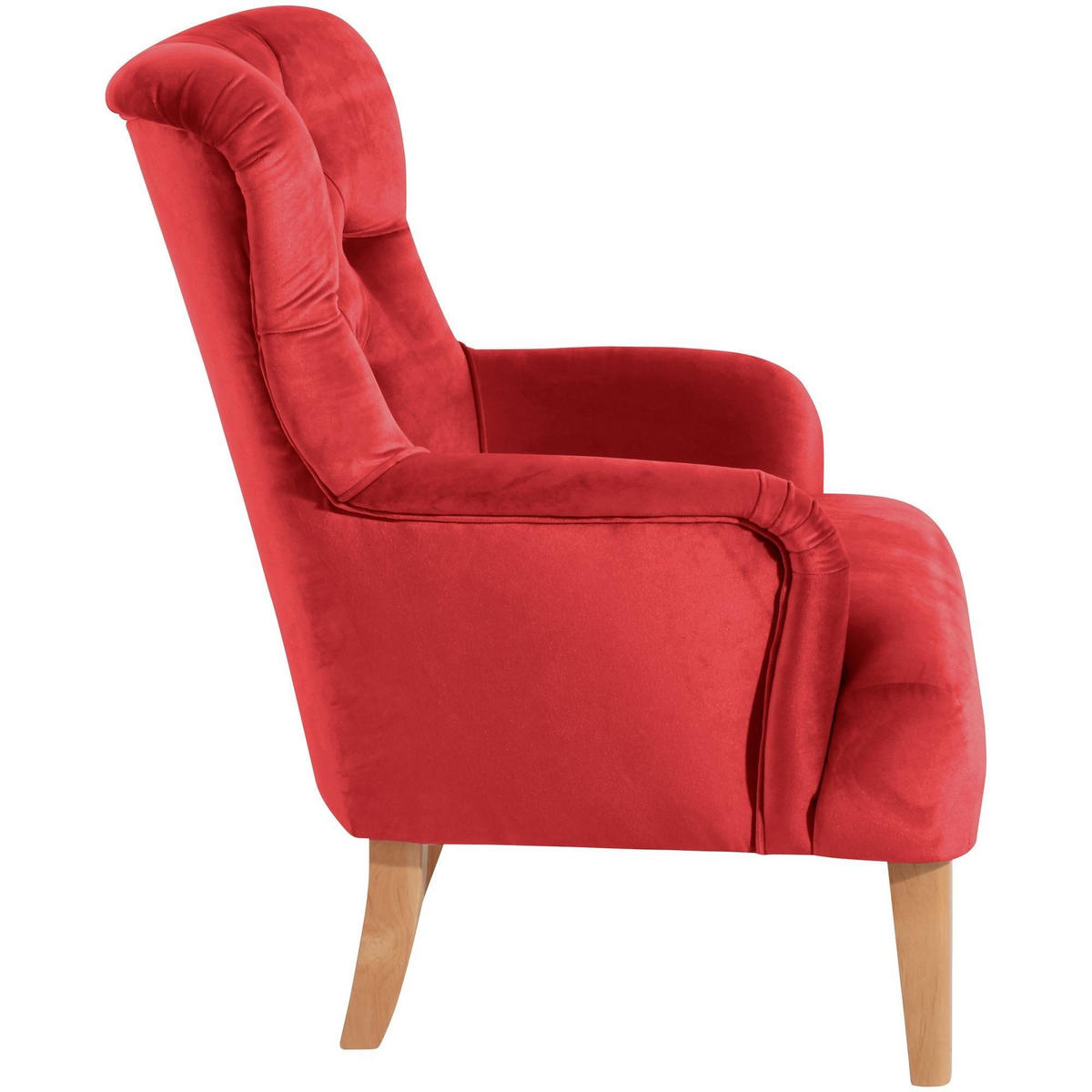 SESSEL Kaiya Bezug Samtvelours Buche natur / rot - Rot, Kunststoff (71/97/82cm) - 58aufmkessel