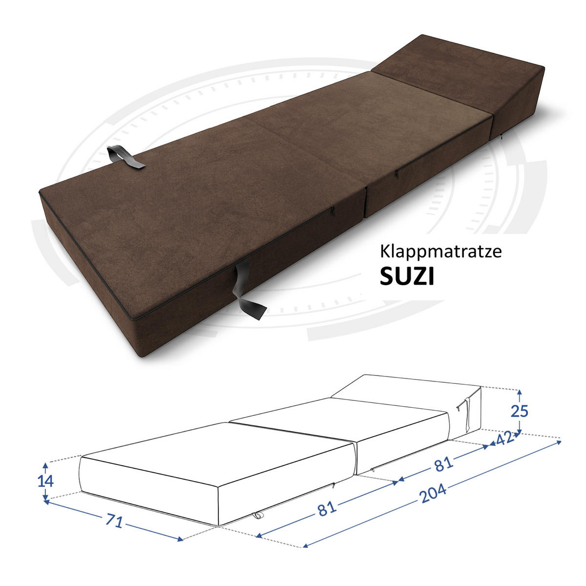 KLAPPMATRATZE SUZI - Braun, Textil (70/200cm) - FDM