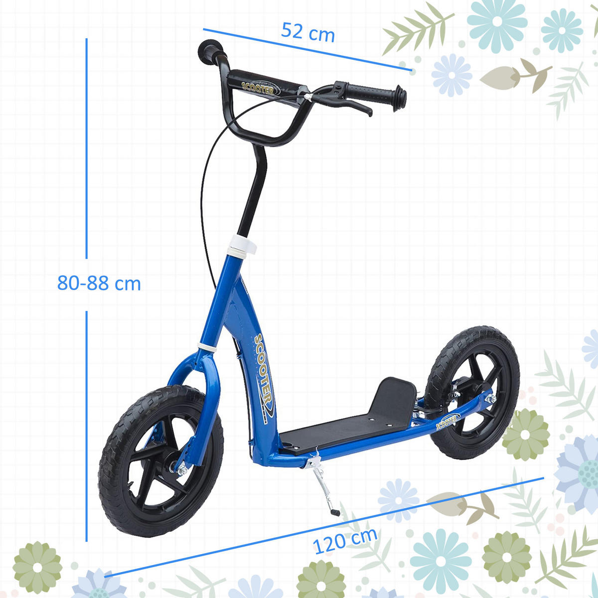 KINDERSCOOTER DE-16936 30 cm EVA-Reifen Blau - Blau, Metall (120/52/88cm) - ComfortXL