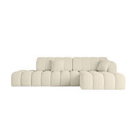 ECKSOFA mit Schlaffunktion Ottomane RECHTS OLEA-L2 321x164x75 Beige Bouclé - Beige/Schwarz, Holzwerkstoff/Kunststoff (164/321cm) - ALTDECOR
