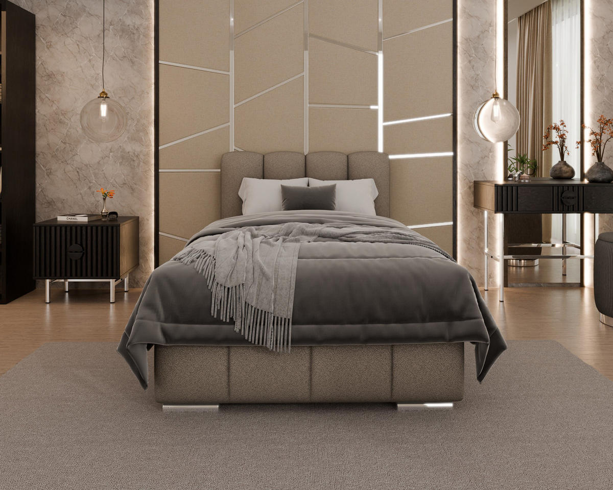 POLSTERBETT Zaira 100x200cm – Elegantes Polsterbett für modernen Wohnstil , ohne matratze, braun - Braun, Holz (100/200cm) - Homesy