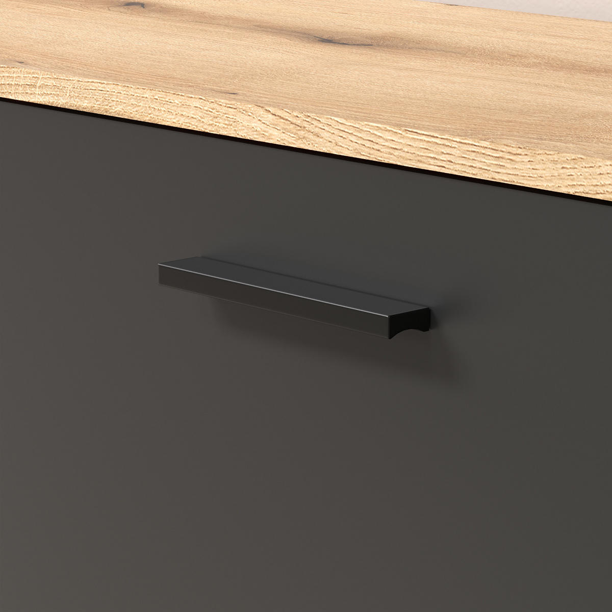 SIDEBOARD grau, Evoke Eiche 150 cm, Kommode 4-türig - Eichefarben/Schwarz, Holzwerkstoff/Kunststoff (150/83/32cm) - Top.Furn