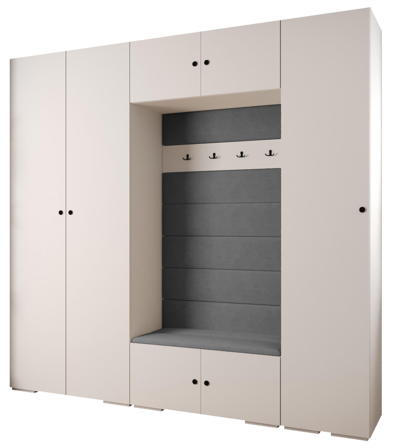 Abiks Möbel Garderoben-Set Weiß, Grau, Schwarz 250x236.7x47 cm