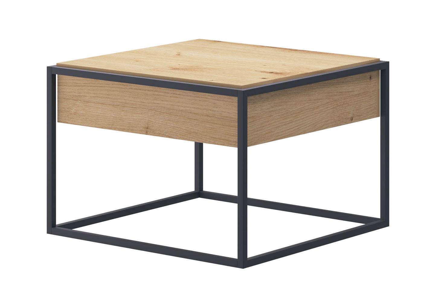COUCHTISCH Enjoy Eiche Artisan 60 / 60 / 42cm - Eichefarben/Schwarz, Holz/Holzwerkstoff (60/60/42cm) - Feldmann-Wohnen