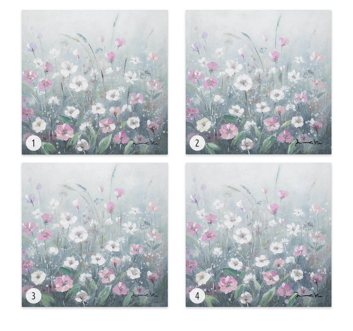 ACRYLBILD HANDGEMALT 60/60 cm - Weiß/Grau, Holz/Textil (0.92/60cm) - KUNSTLOFT