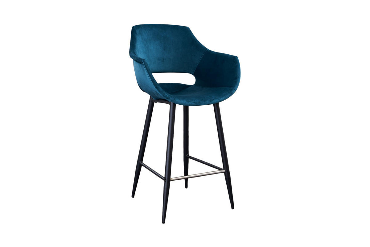 BARHOCKER ZAJA Blau Velvet - Blau, Textil (57/114/59cm) - KAWOLA