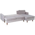 ECKSOFA in Cord Grau  - Eichefarben/Grau, MODERN, Holz/Textil (261/178cm) - Carryhome