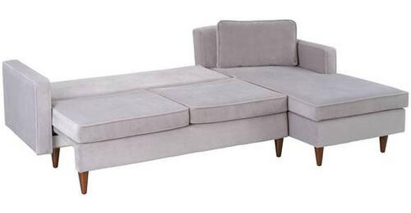 ECKSOFA in Cord Grau  - Eichefarben/Grau, MODERN, Holz/Textil (261/178cm) - Carryhome