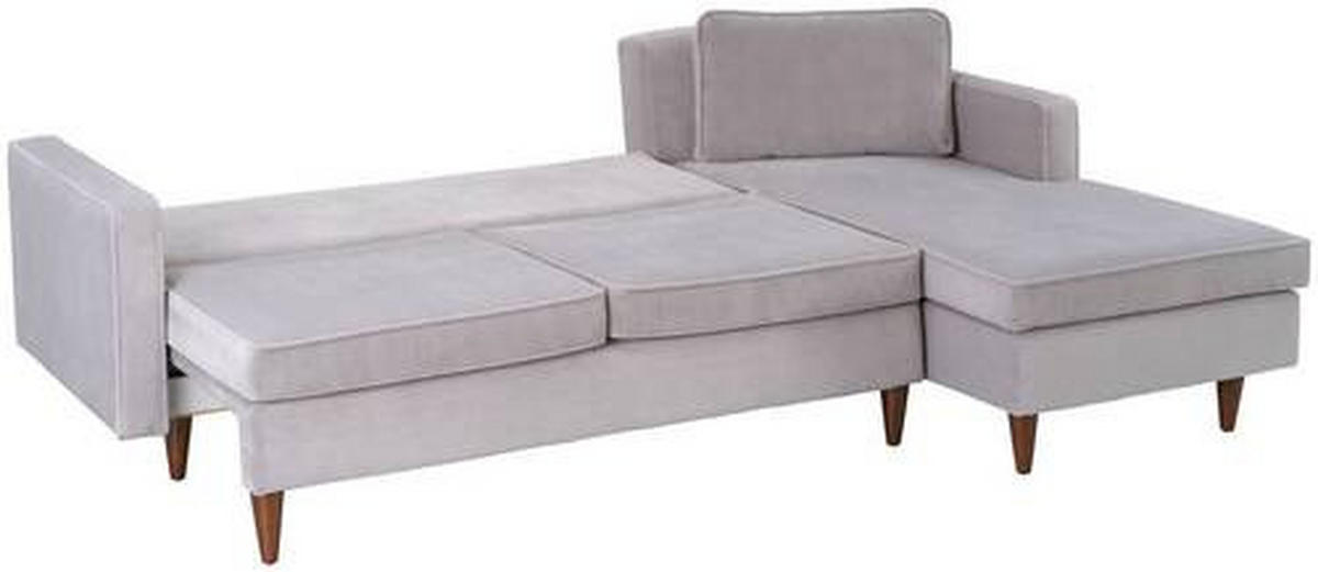 ECKSOFA Grau Cord  - Eichefarben/Grau, MODERN, Holz/Textil (261/178cm) - Livetastic