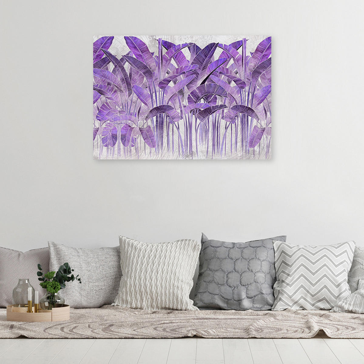 WANDBILD lila bananenblätter - Lila, Textil (60/40cm) - Feeby