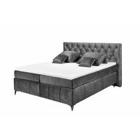 BOXSPRINGBETT 180 x 200 cm – 7‑Zonen-Tonnentaschen-Federkernmatratze, HR‑30 Topper, Samtoptik - Blau/Dunkelgrau, Kunststoff/Textil (180/200cm) - ed exciting design